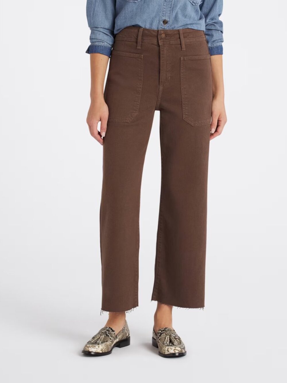 Women's Just USA Utility Slim Wide Leg Jean, Espresso, Size 27/4